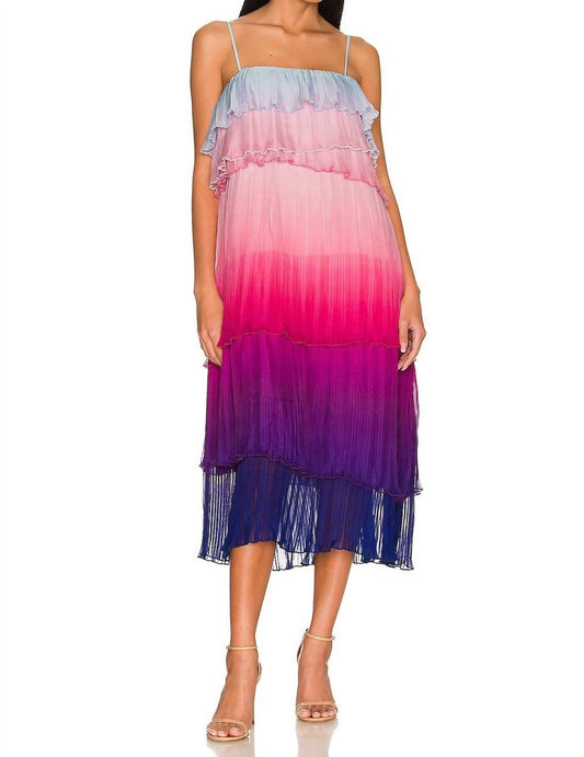 Something Navy - Ombre Pleated Tiered Dress