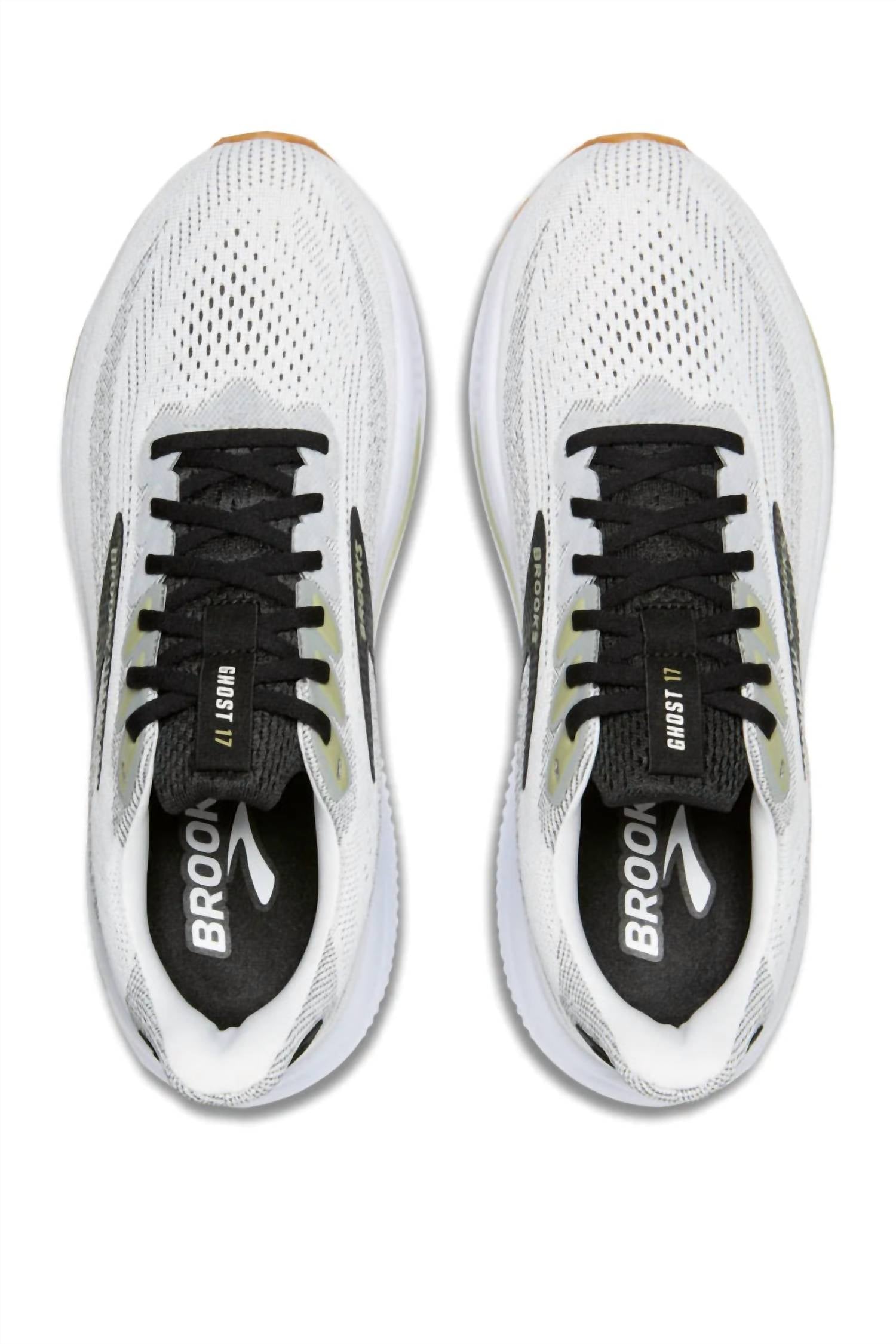 BROOKS Men's Ghost 17 Running Shoe in white black tea 1 - men's shoe - alternate view