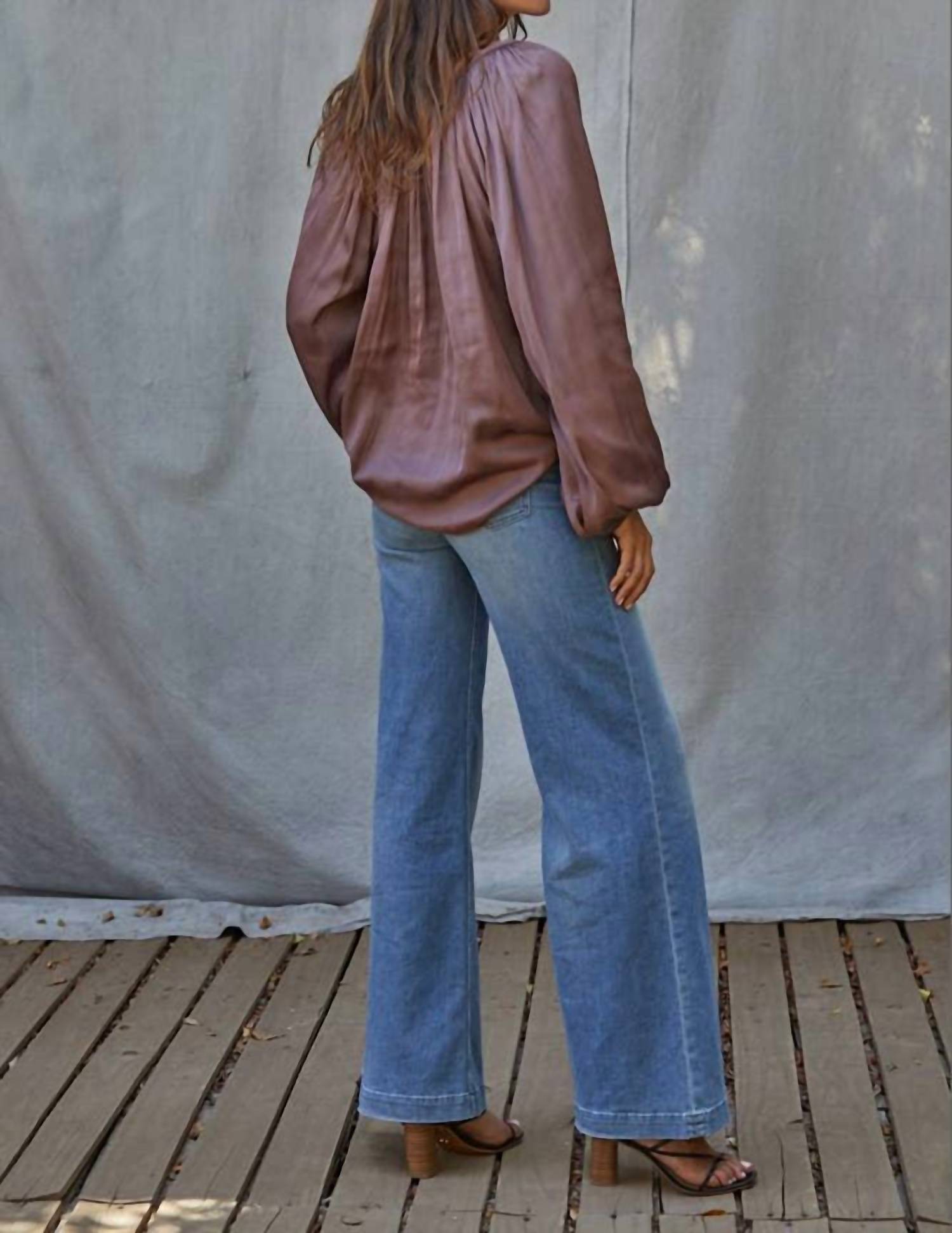 By Together Sue Satin Top in chocolate rose - women's blouse - alternate view