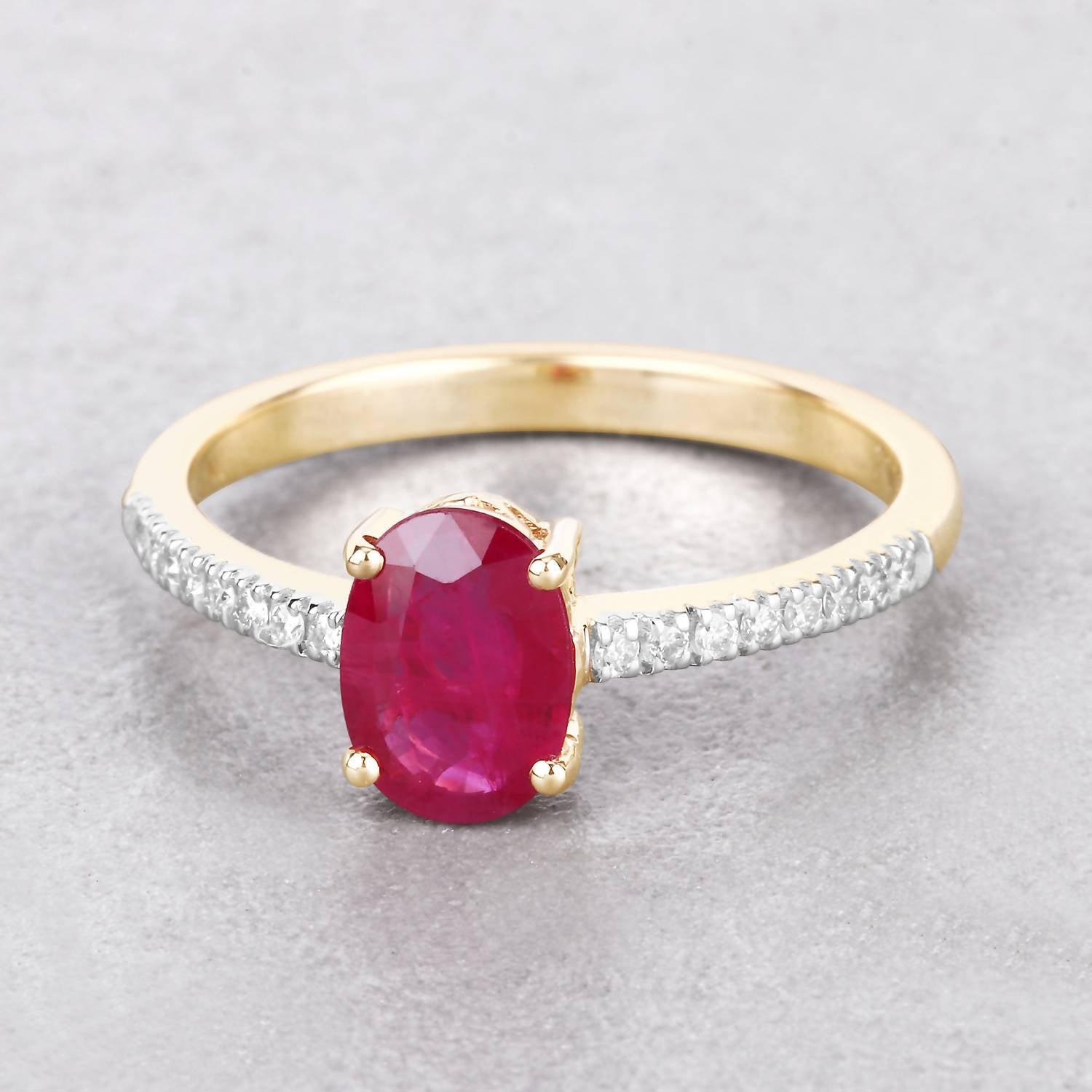Diana M Jewels Women's Oval Natural Ruby Fashion Ring (1.43 Ct) - Petite in 14k yellow gold - women's jewelry - detail view