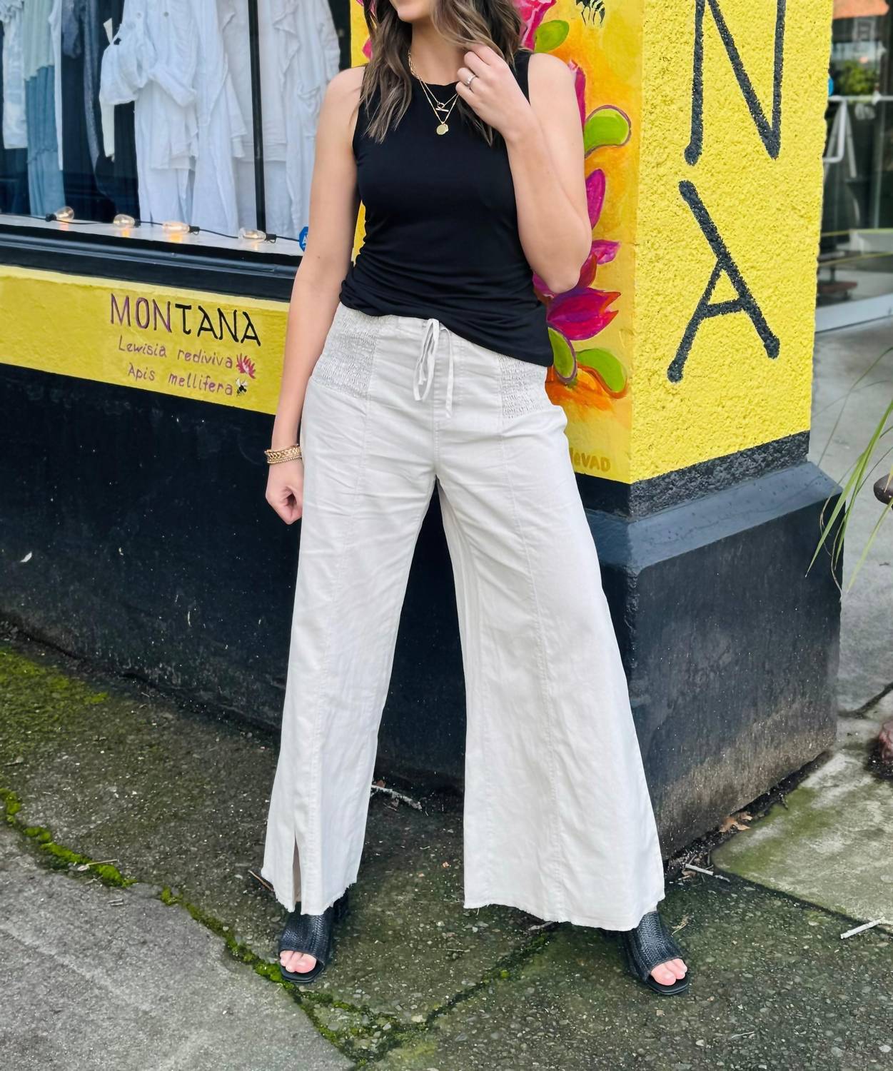 Xcvi - Kaj Wide Leg Cotton Linen Flare Pants