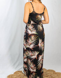 White Birch - Sleeveless Leaf Print Dress