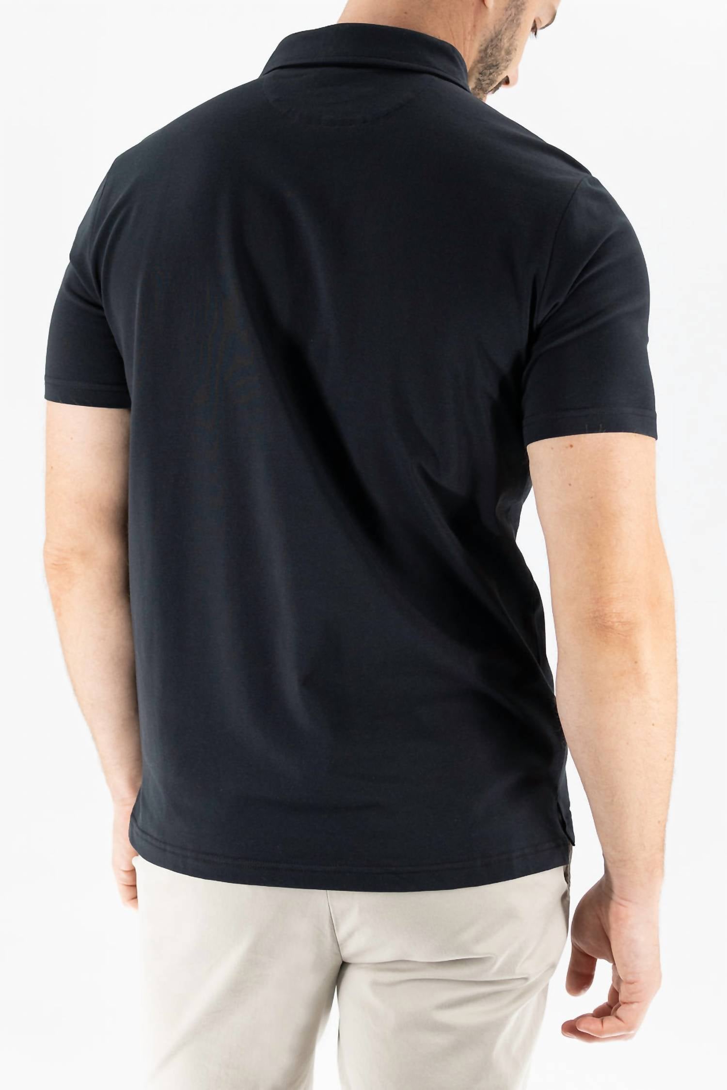 DEVIL-DOG Feeder Stripe Polo in black - men's shirt - detail view