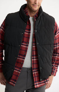 JACHS NEW YORK Namath Snap Button Puffer Vest in black - men's jacket - alternate view