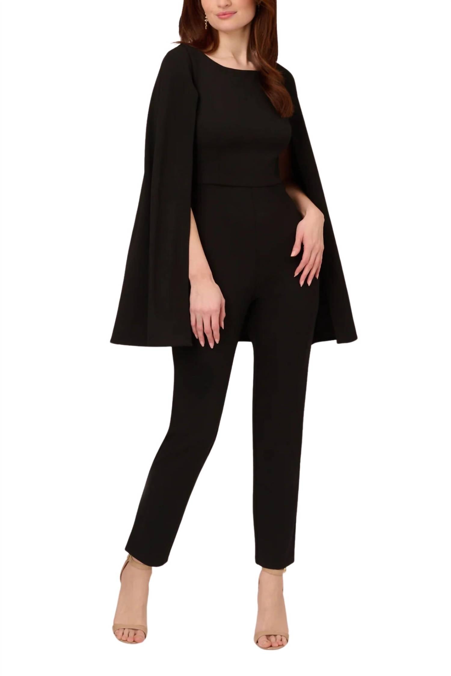Adrianna Papell - Crepe Jumpsuit Capelet
