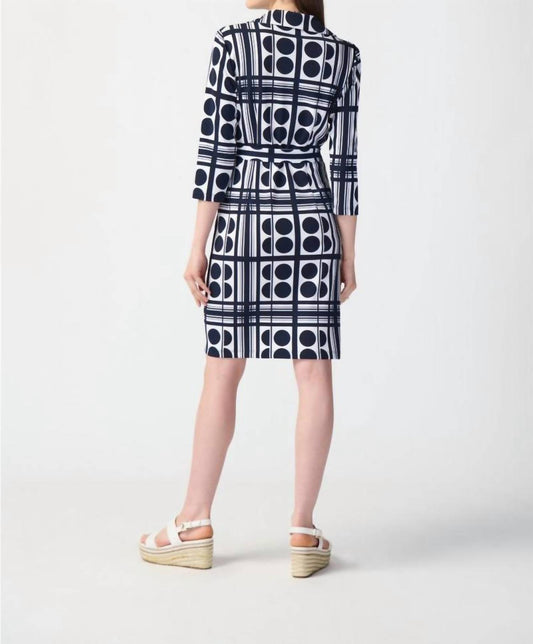 Joseph Ribkoff - Dot Print Waist Tie Shirt Dress