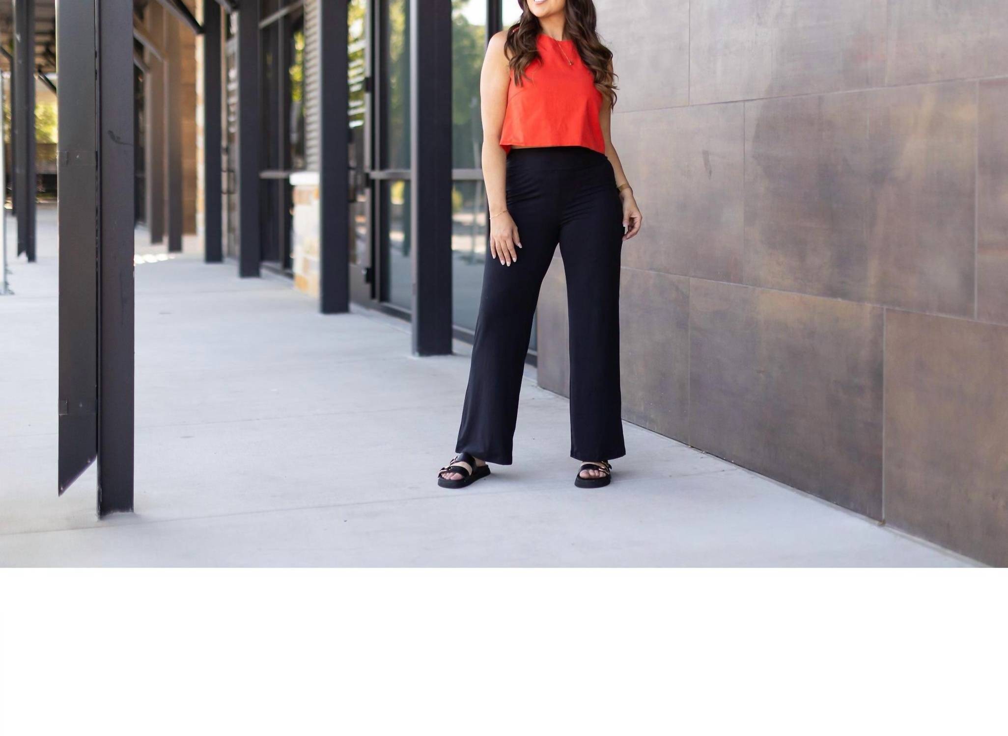 Julia Rose Brooke Wide Leg Full-length Luxe Leggings in black - women's pants - view 6