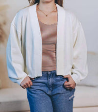 In February Timeless Waffle Cardigan in cream - women's cardigan - detail view