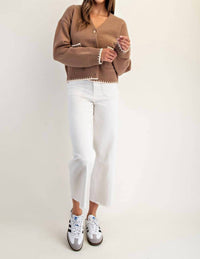 Peace Love Line - Button-Down Stitch Cardigan
