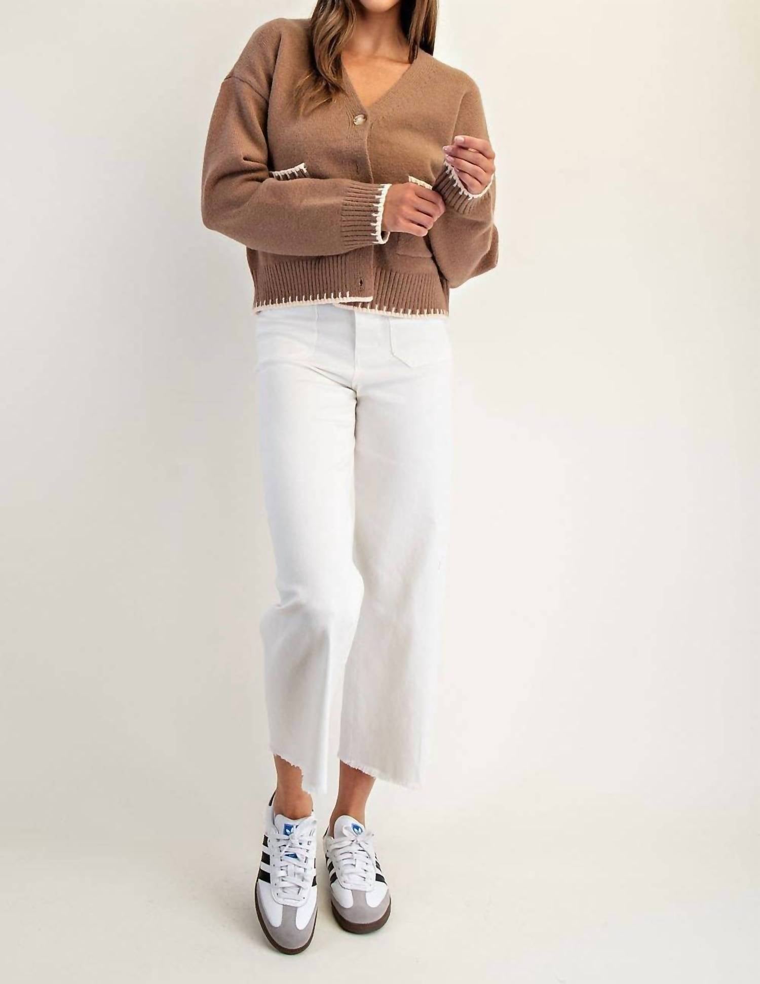 Peace Love Line - Button-Down Stitch Cardigan