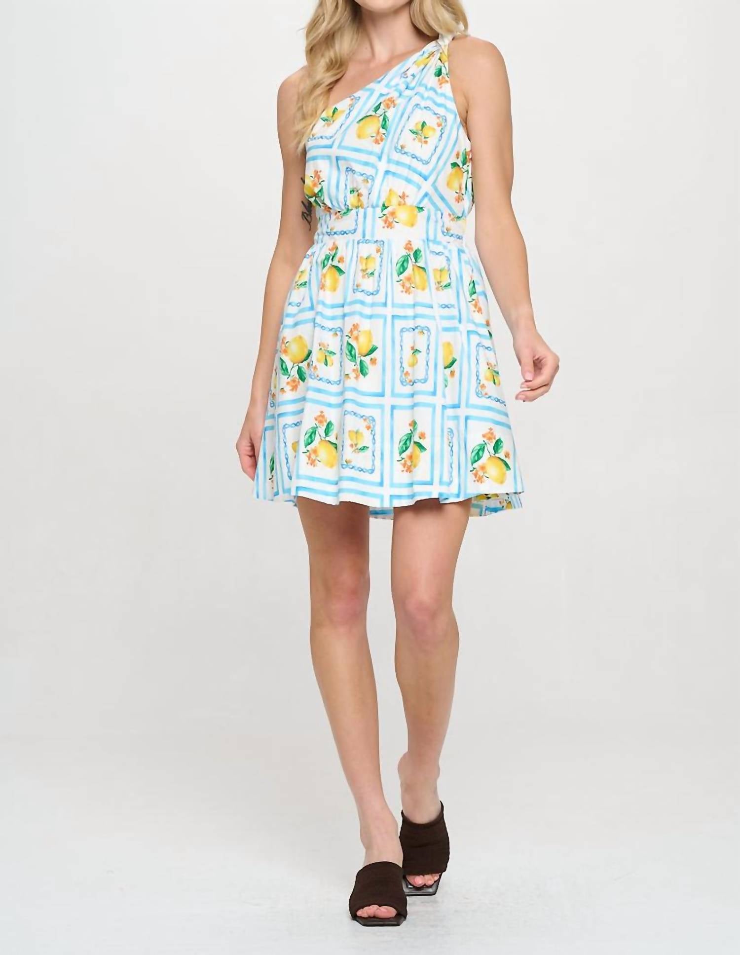 Meet Me In Santorini - One Shoulder Mini Dress