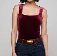 L'Agence Molly Velvet Bodysuit in dart port - women's shirt