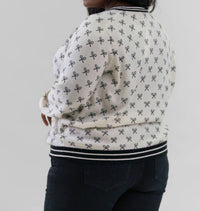 Minnie Rose - Cashmere Tennis Club Print Cardigan - Plus Size