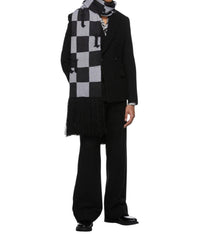 Amiri Cashmere Old English Checkered Scarf in black white - men's scarf - detail view