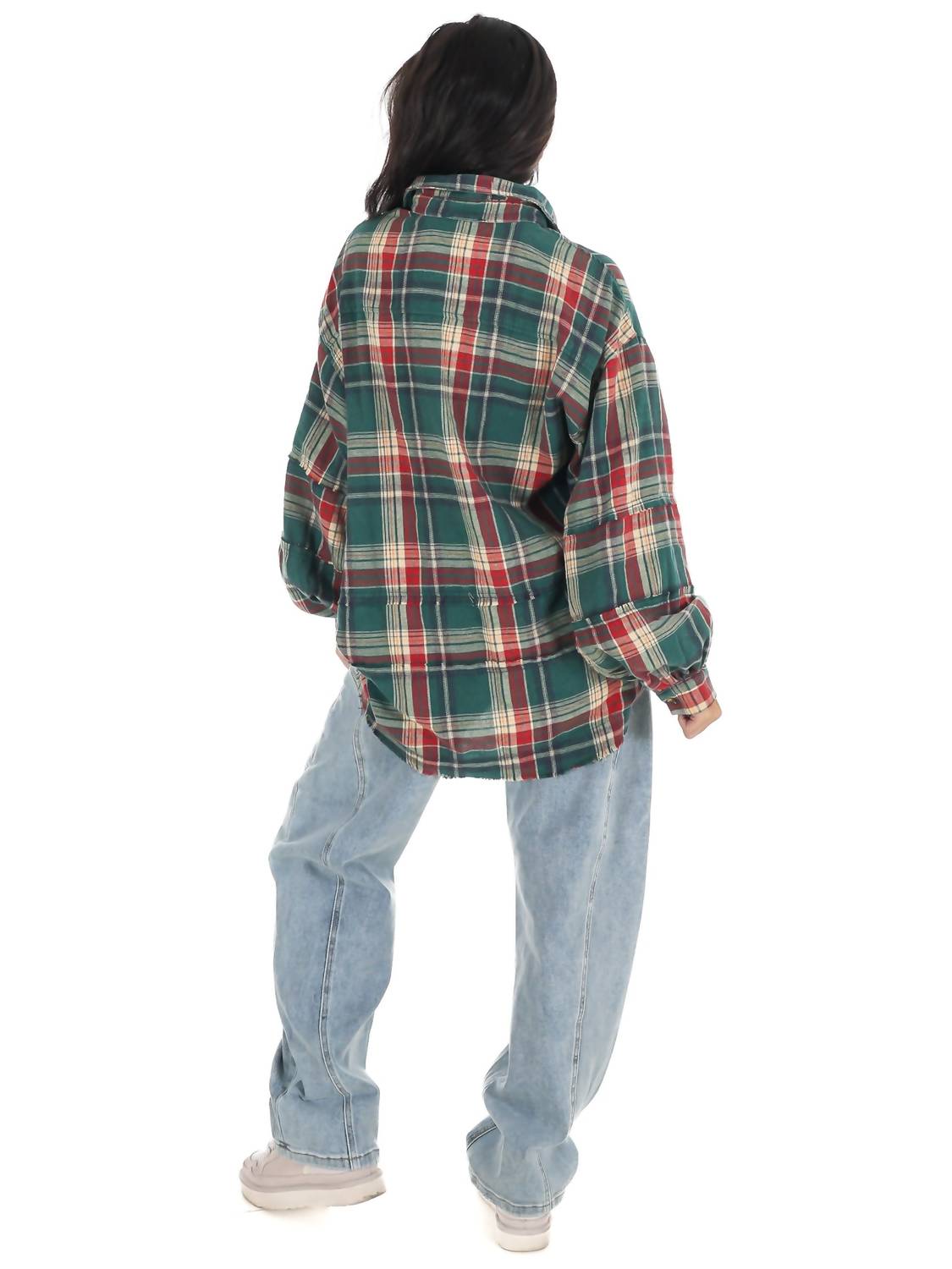 Easel - Washed Plaid Tunic Top
