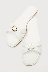 Billini - Perline Bone Croc-Embossed Buckle Slide Sandals