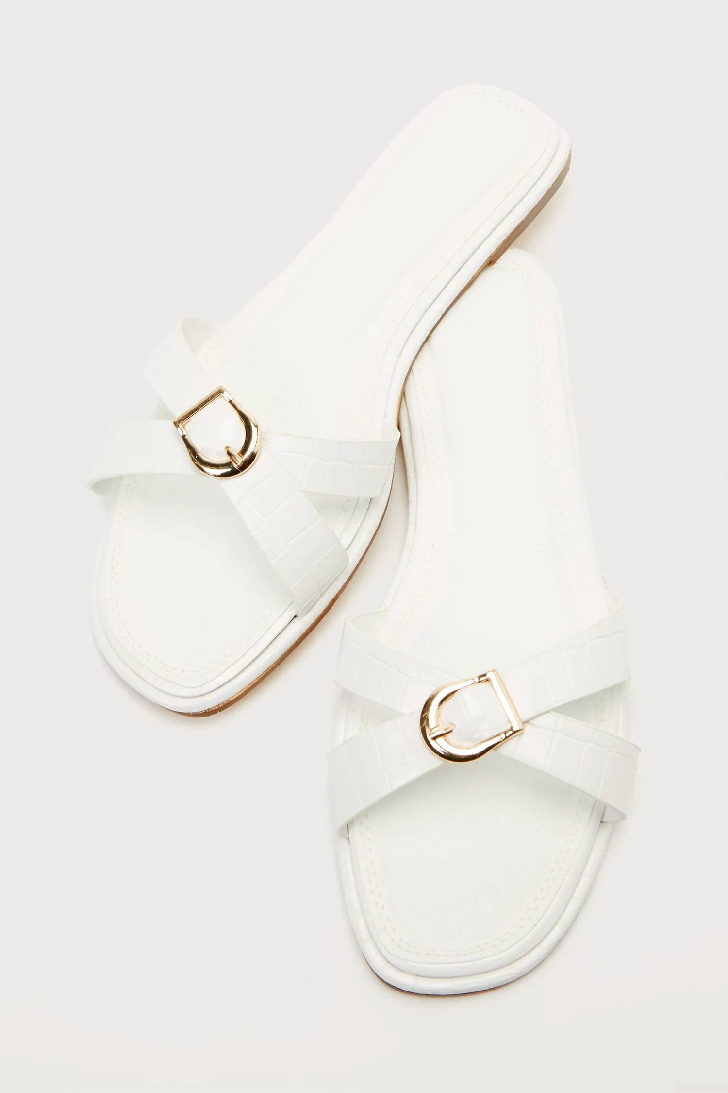 Billini - Perline Bone Croc-Embossed Buckle Slide Sandals