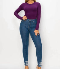 Yelete - Annalisa Long Sleeve Open Back Bodysuit