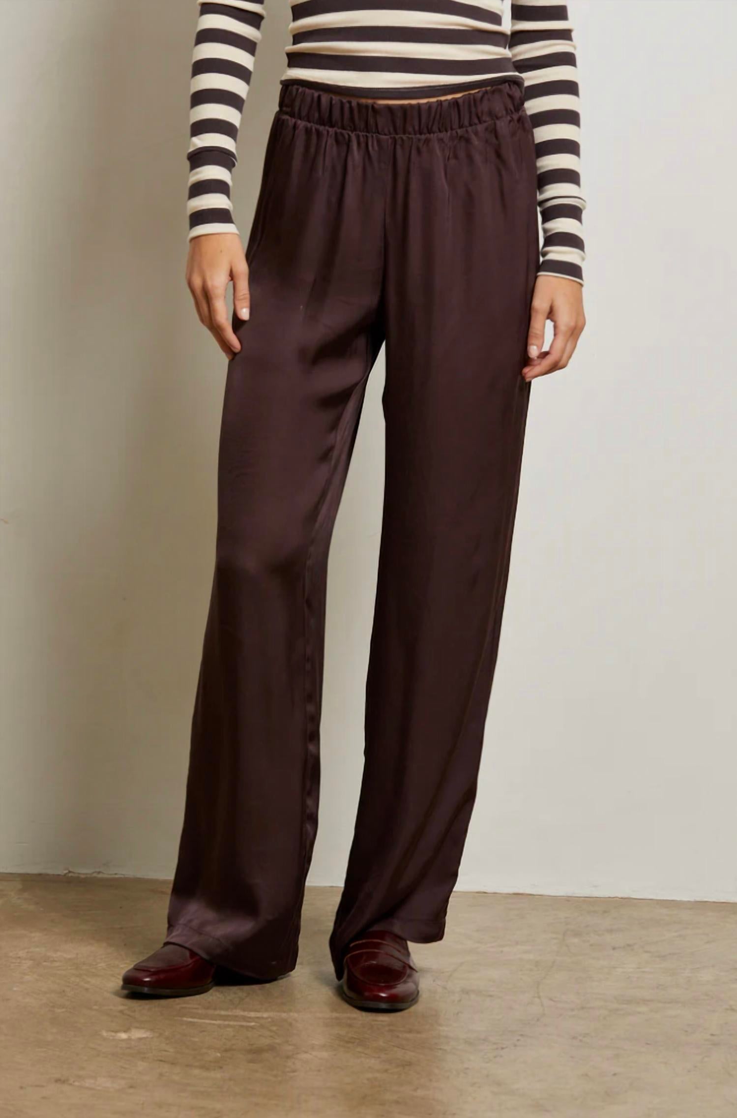 perfectwhitetee Camile Wide Leg Pants in cocoa - women's pants