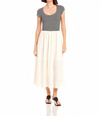 Fifteen Twenty Contrast Hem Sylvie Dress in black stripe - women's dress