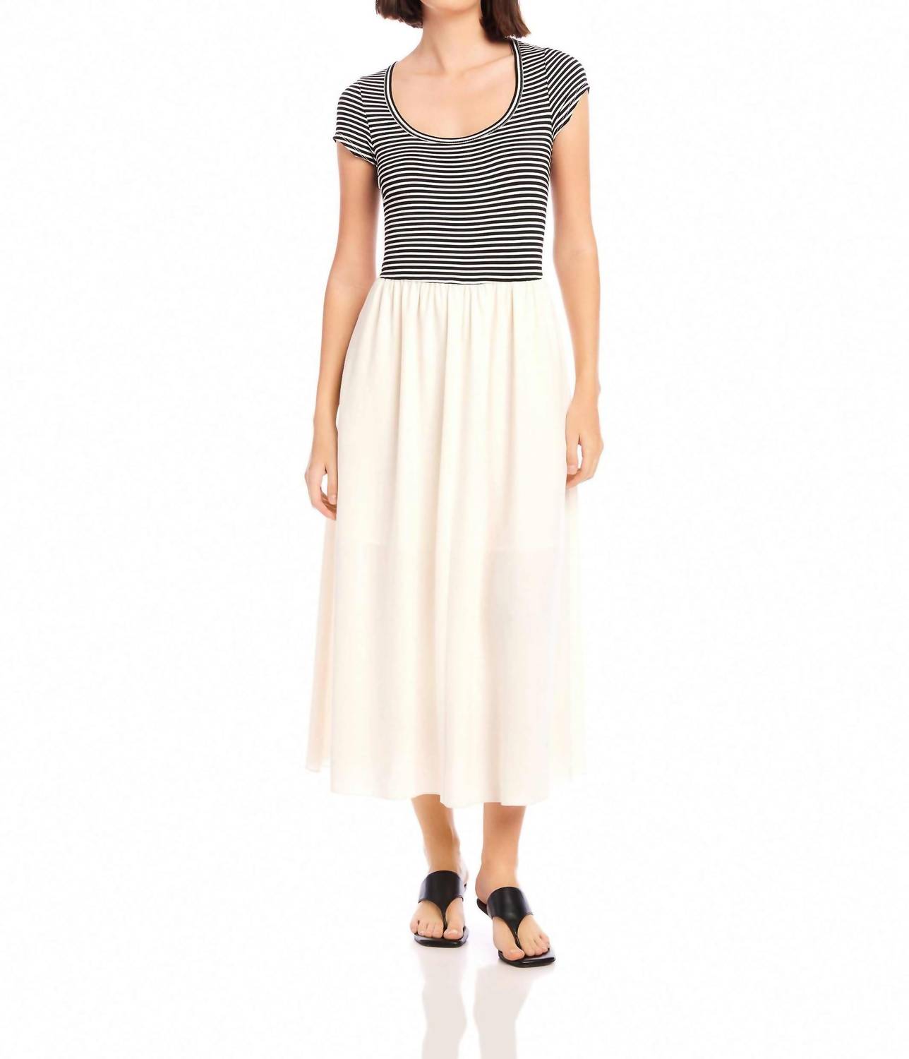 Fifteen Twenty Contrast Hem Sylvie Dress in black stripe - women's dress