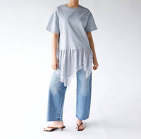Sundayup - Women's Powder Blue Lace Hem Top