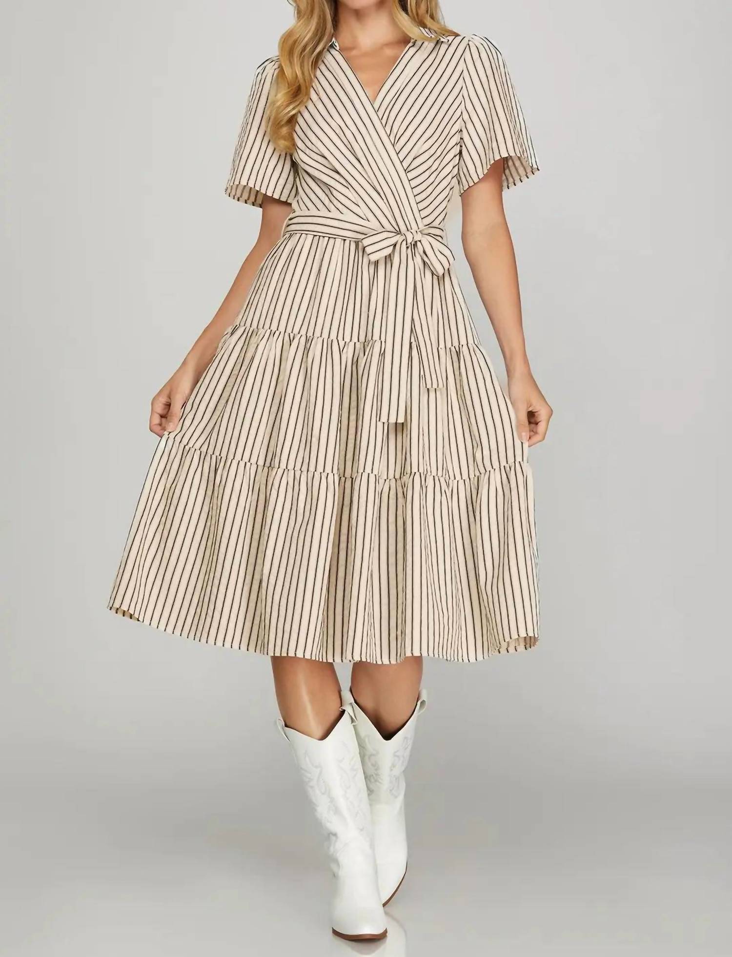 She + Sky - Short Sleeve Button Down Dress