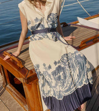 Current Air - Printed Pleated Midi Shirt Dress