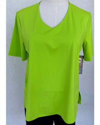 Multiples Women's Short Sleeve Upf Protection Top in neon lime - women's t-shirt - detail view