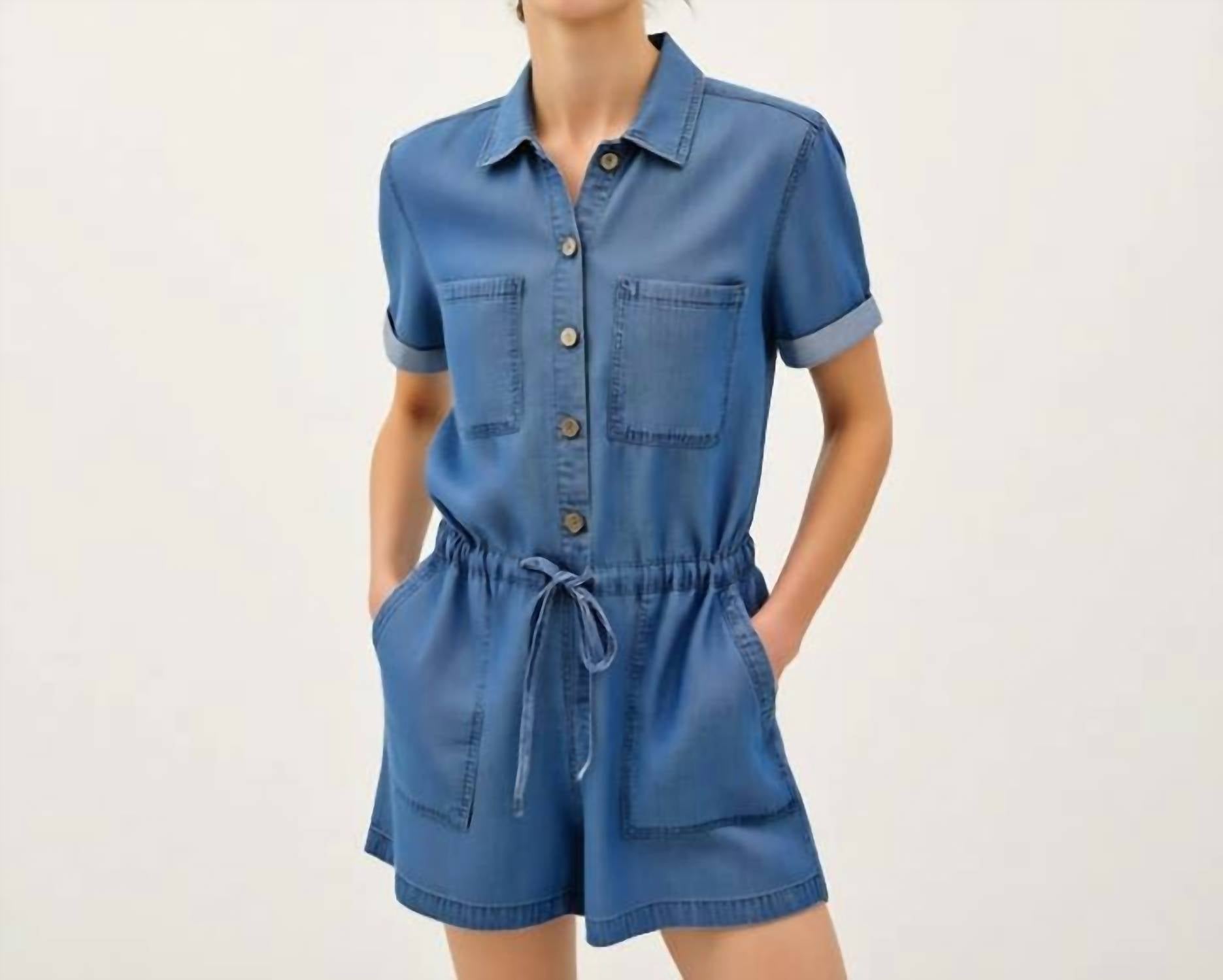 Be Cool - Utility Button-up Romper With Pockets