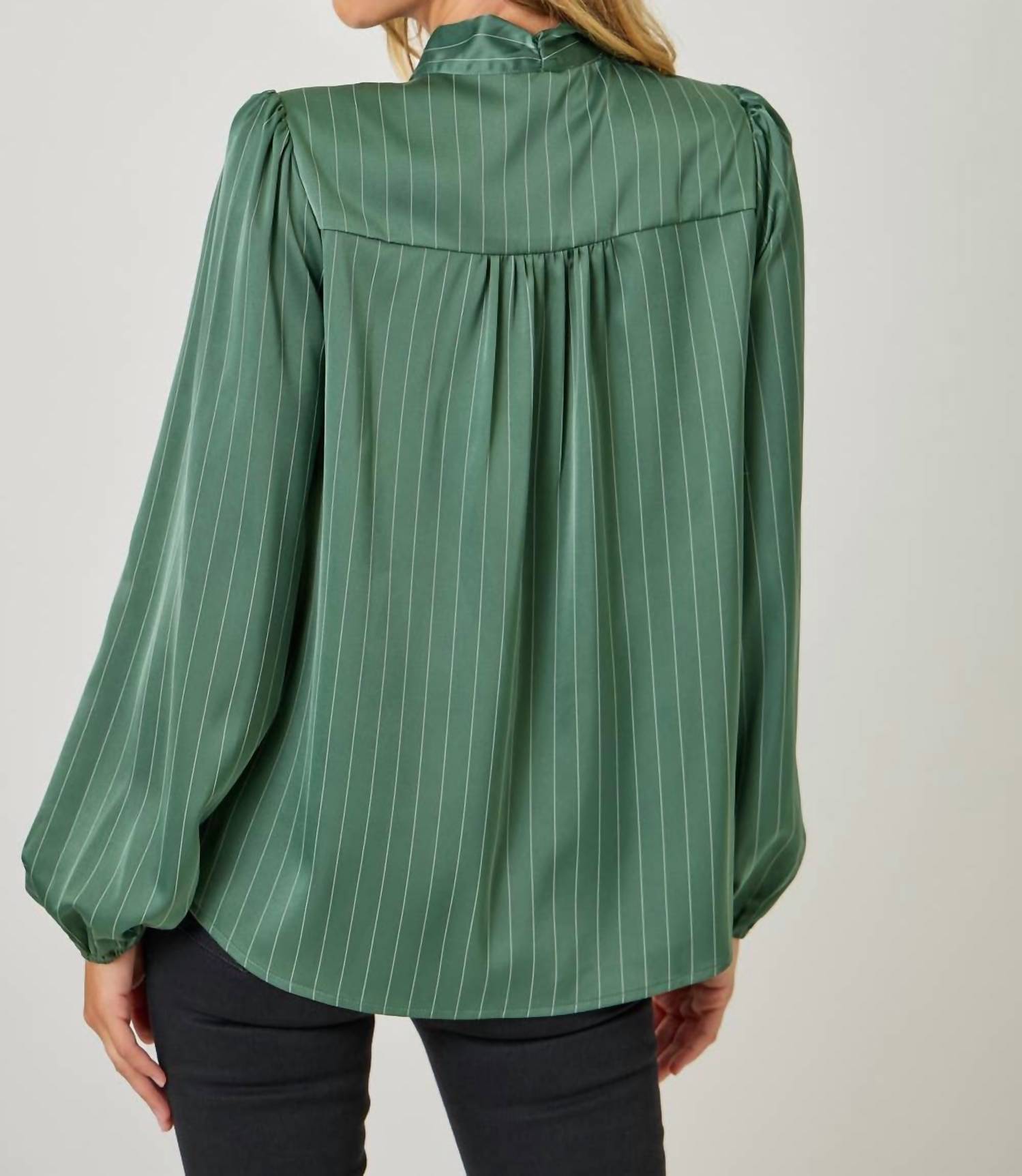 Mystree - Ribbon Tie Stripe Shirt