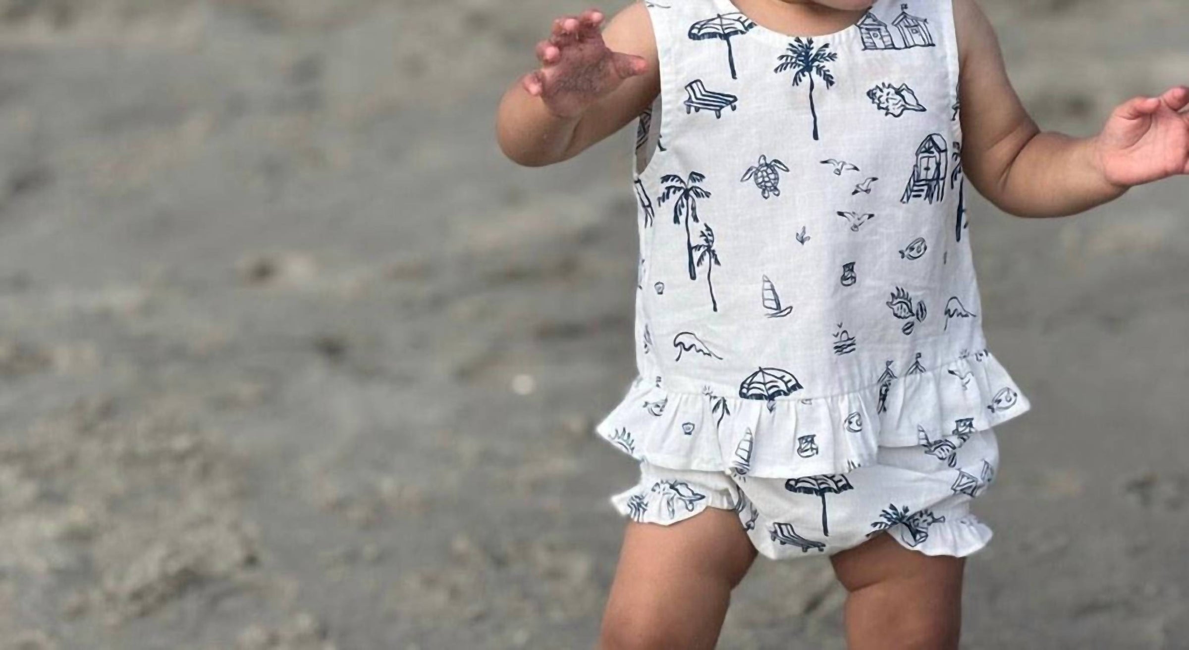 VIGNETTE Girl's Sierra Set in navy beach scene - item - alternate view