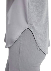 Lysse Aline Crew Neck Mix Media Top in dark heather grey - women's blouse - view 6