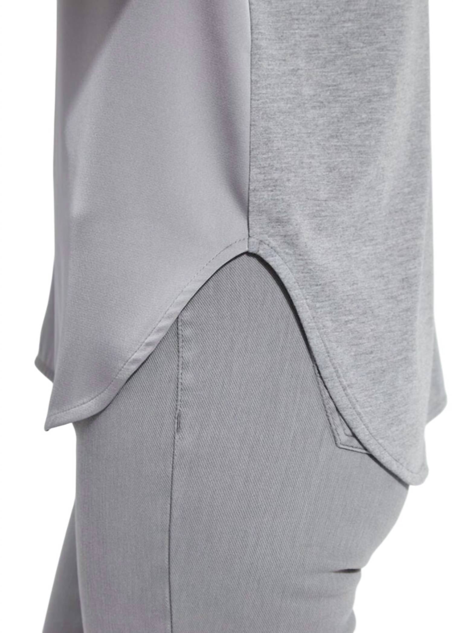 Lysse Aline Crew Neck Mix Media Top in dark heather grey - women's blouse - view 6