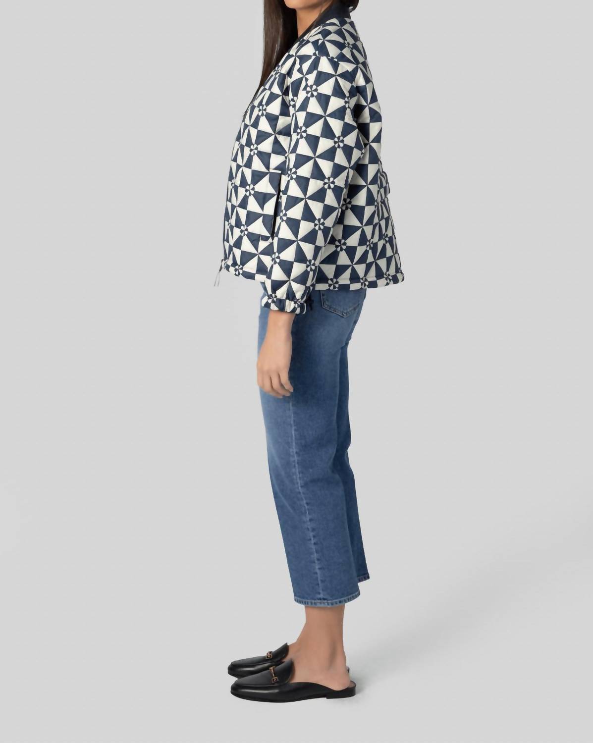 THE GREAT. Alps Puffer Jacket in quilted vintage navy 1 - women's jacket - alternate view