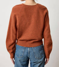 Lilla P Women's Split Neck Raglan Pullover Top in chutney - women's sweater - detail view