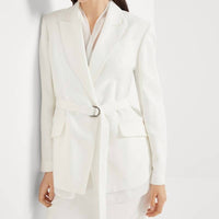 Brunello Cucinelli - Viscose Linen Blazer With Belt And Monili