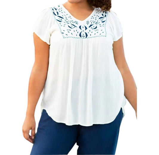On The Plus Side - Karla Embroidered Blouse - PLUS
