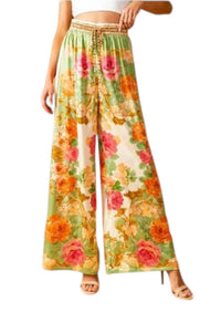 Flying Tomato - Floral Wide Leg Boho Pants