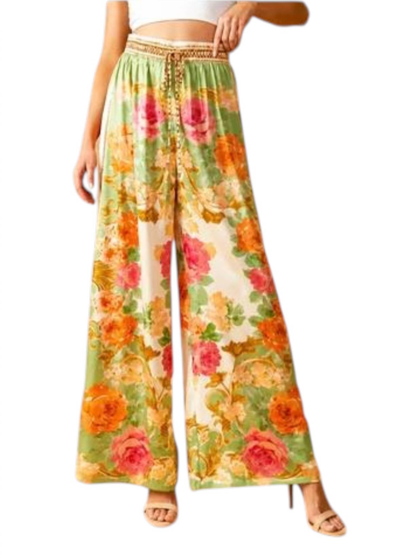 Flying Tomato - Floral Wide Leg Boho Pants