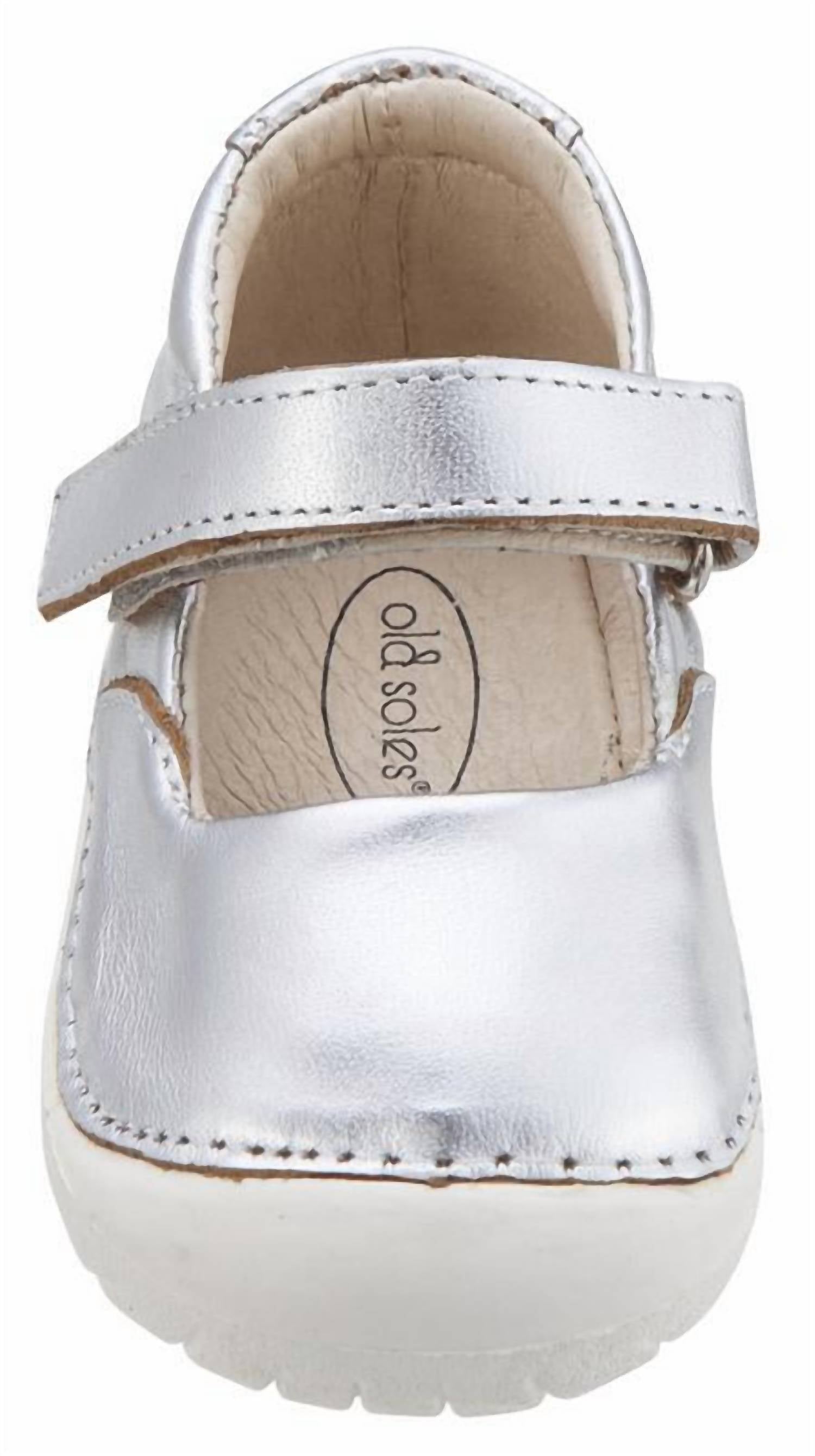 OLDSOLES Girl's 4001 Pave Mary Jane Shoe in rich silver - kids' shoe - detail view