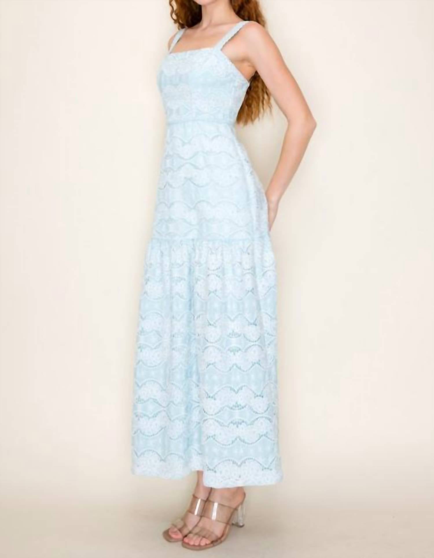B.Right - Floral Crochet Lace Print Midi Dress
