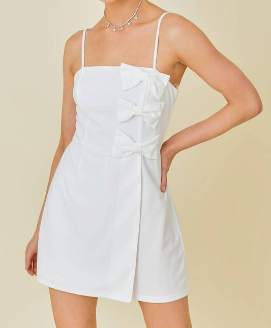 Main Strip - Bow Trim Solid Romper