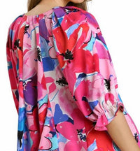 Umgee - Floral Print 3/4 Sleeve Top