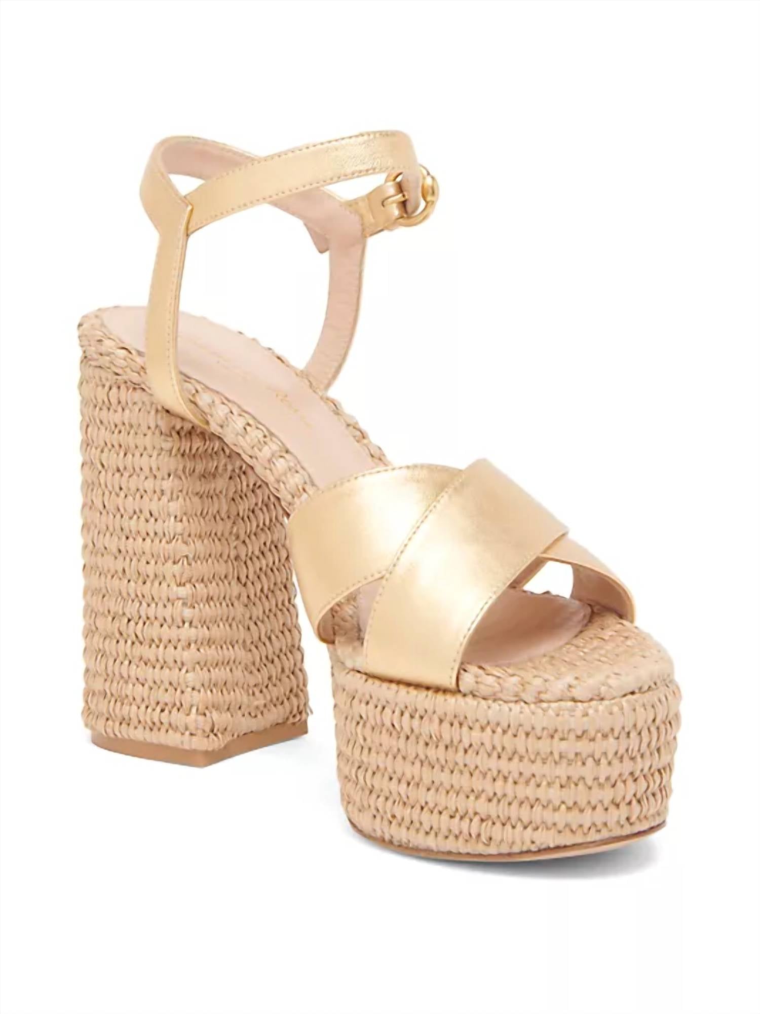 Gianvito Rossi - Women's Bebe Leather Raffia Platform Sandals