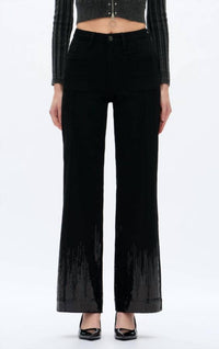 Bayeas - Mid Rise Sequin Wide Leg Jeans