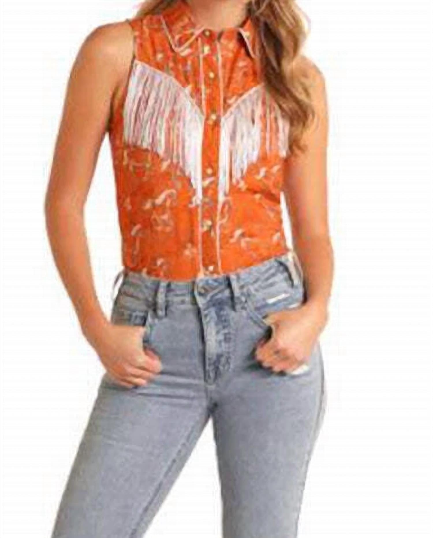 Rock & Roll Denim - Sleeveless Horse Print Snap Shirt
