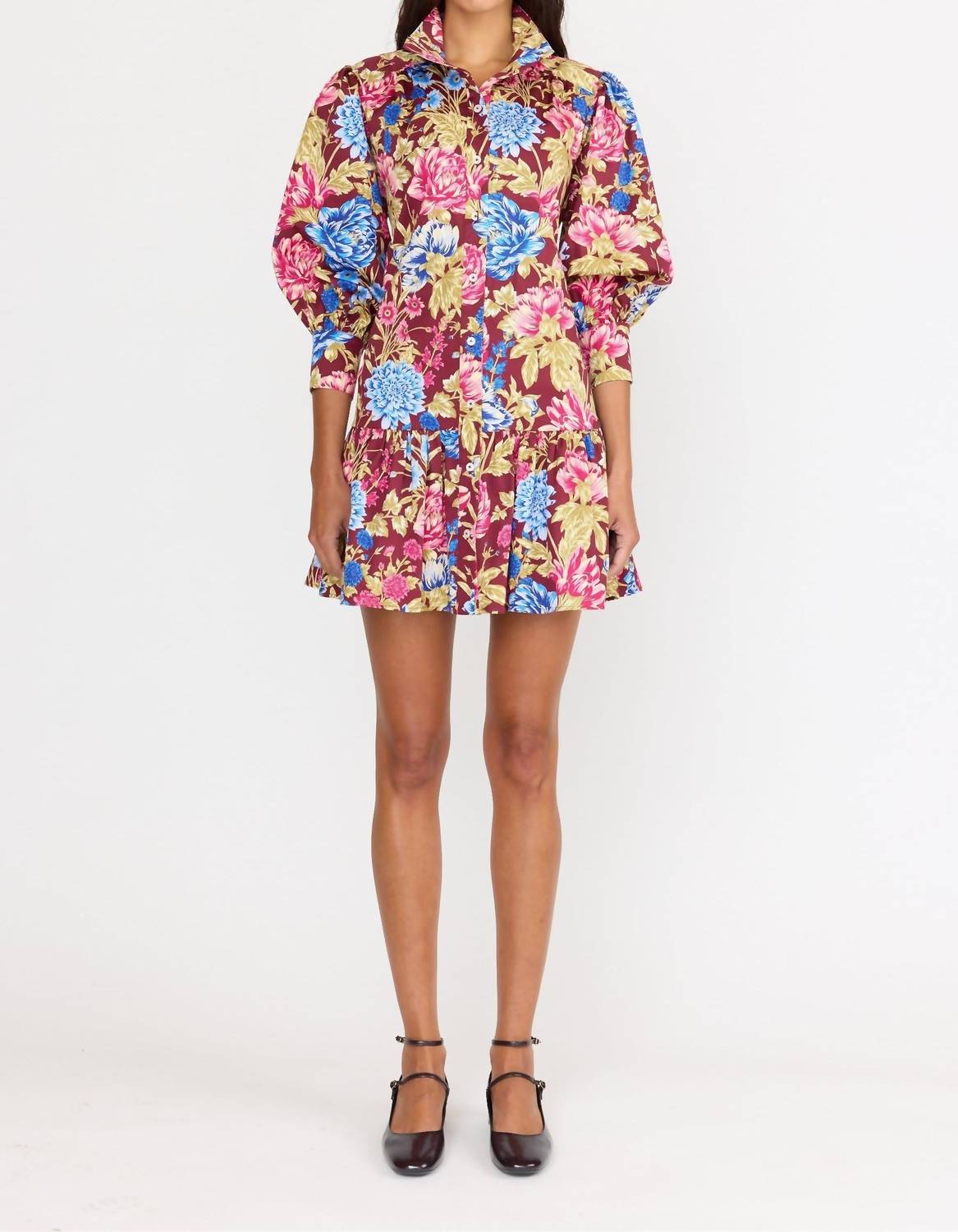 CHRISTY LYNN Emi Mini Dress in carmine floral 1 - women's dress