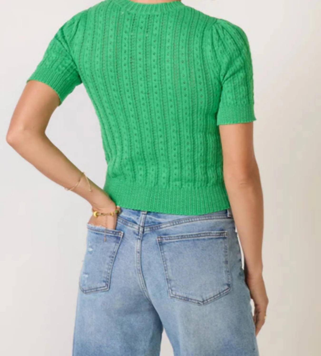 525 America - Arden Pointelle Puff Sleeve Pullover