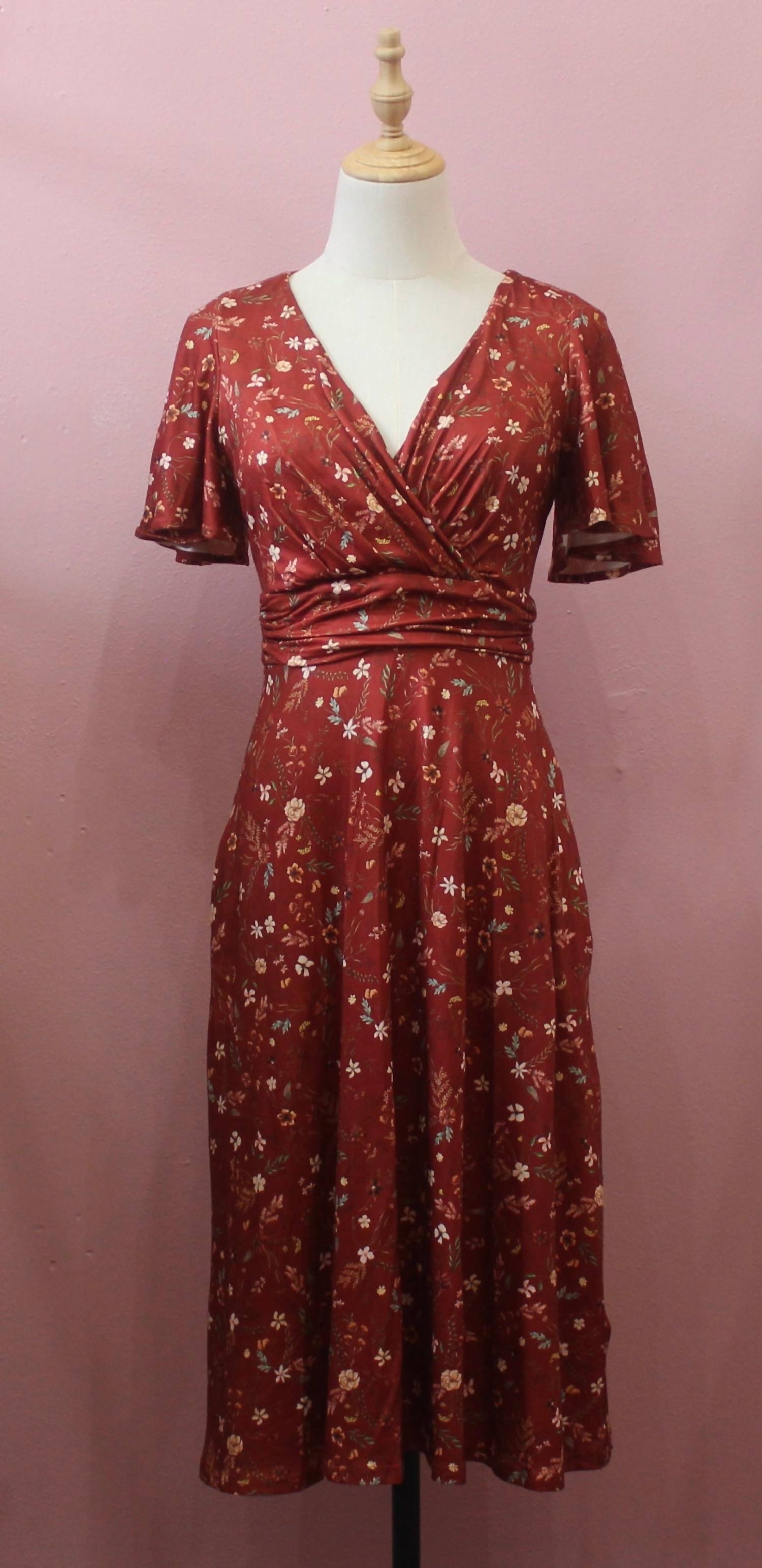 Dolly And Dotty Donna Floral Print Cross Over Bust Flared Dress - women's dress